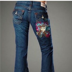 True religion Joey miss Godiva Rare vintage y2k dark wash low rise flare jeans